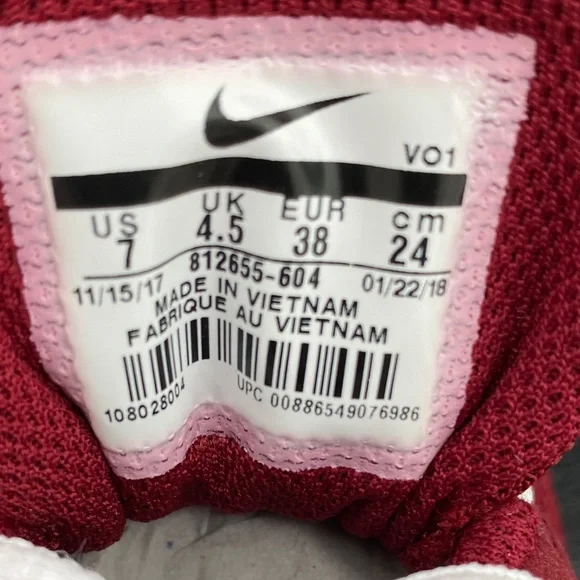 Nike Crimson and White Athletic Sneakers - Picture 8 of 10